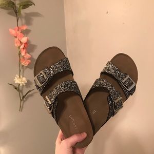 Sparkly off-birk sandals